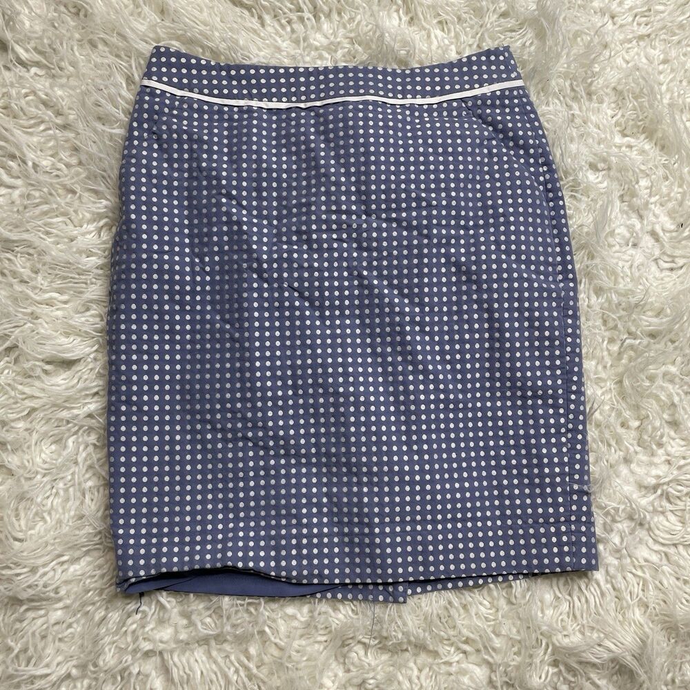 Women's THE LIMITED Blue White Polka Dot Pencil Skirt Size 2